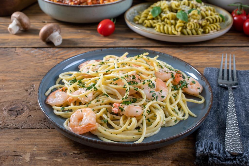 Pasta con gamberoni