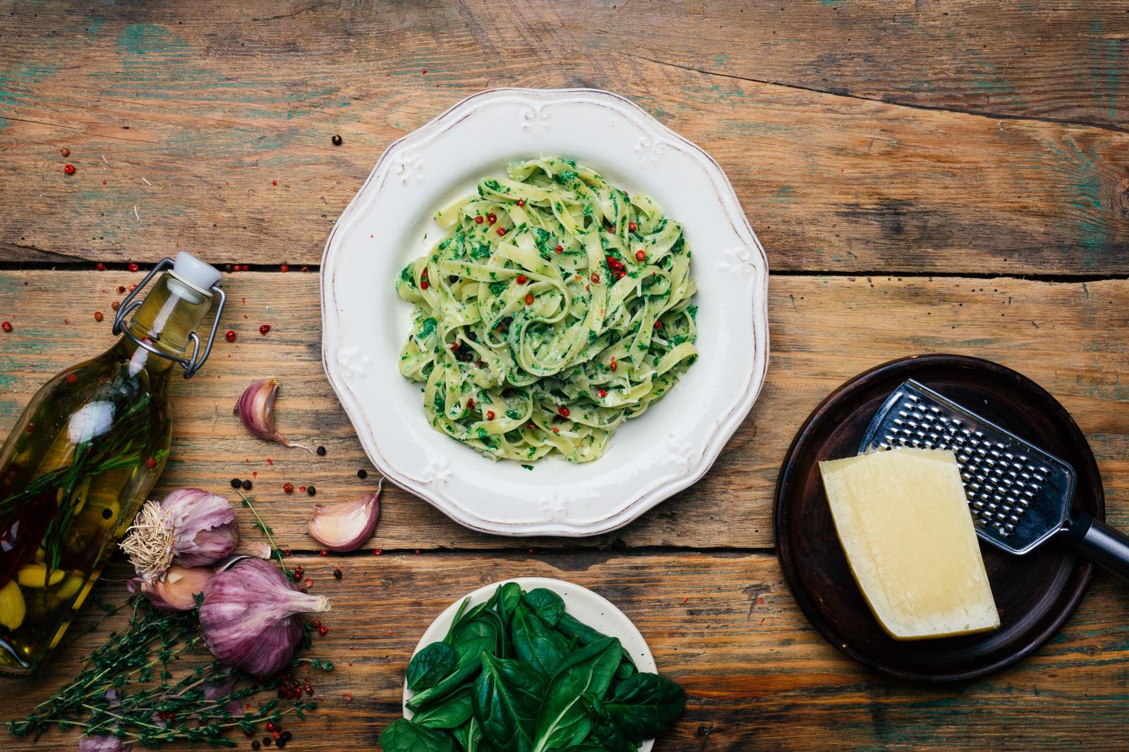 Pasta con spinaci